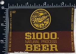 Miller $1000 Natural Process Beer Label