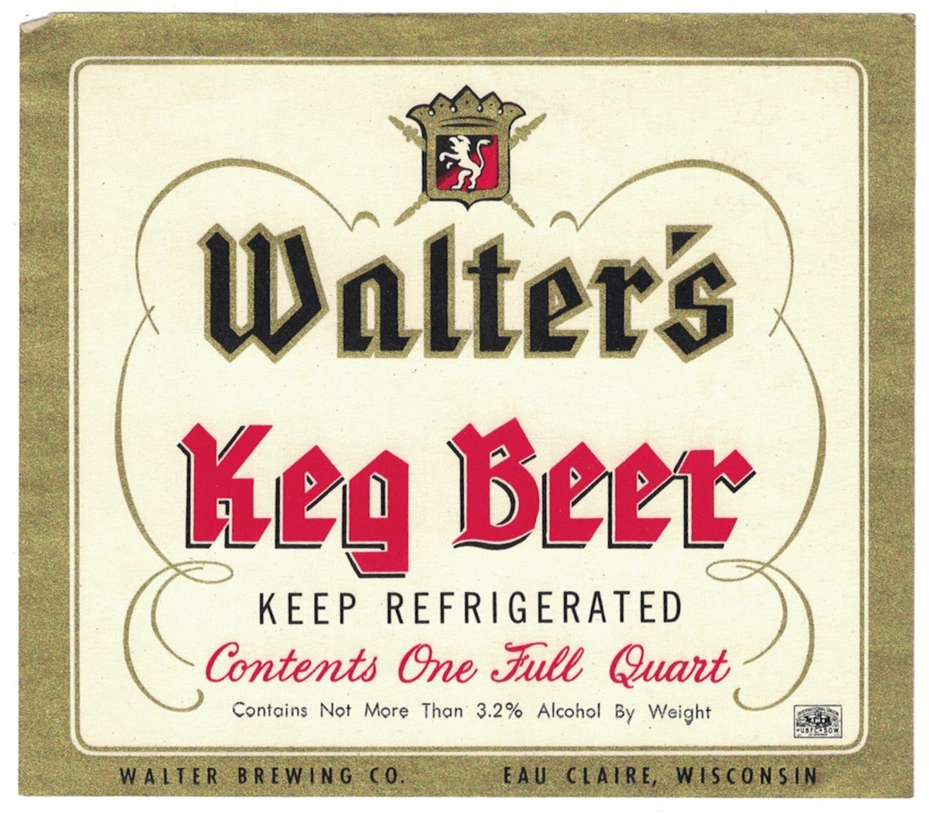 Eau Claire WI 3 diff WALTERS HOLIDAY beer labels
