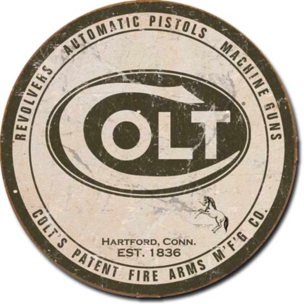 Colt Round Tin Sign