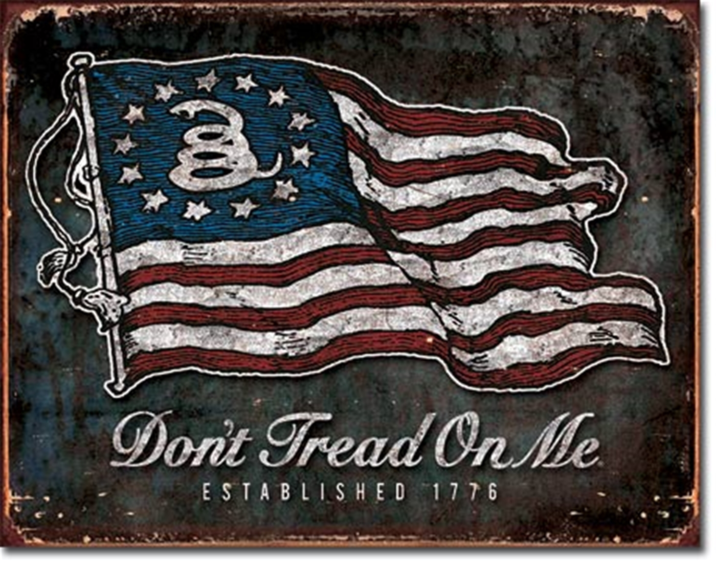 Don't Tread On My Vintage Flag Tin Sign
