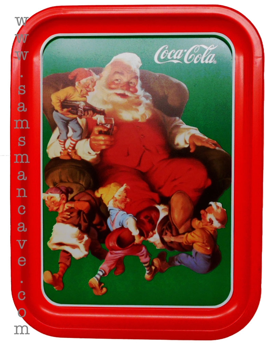 Coca Cola Santa With Elves Tray