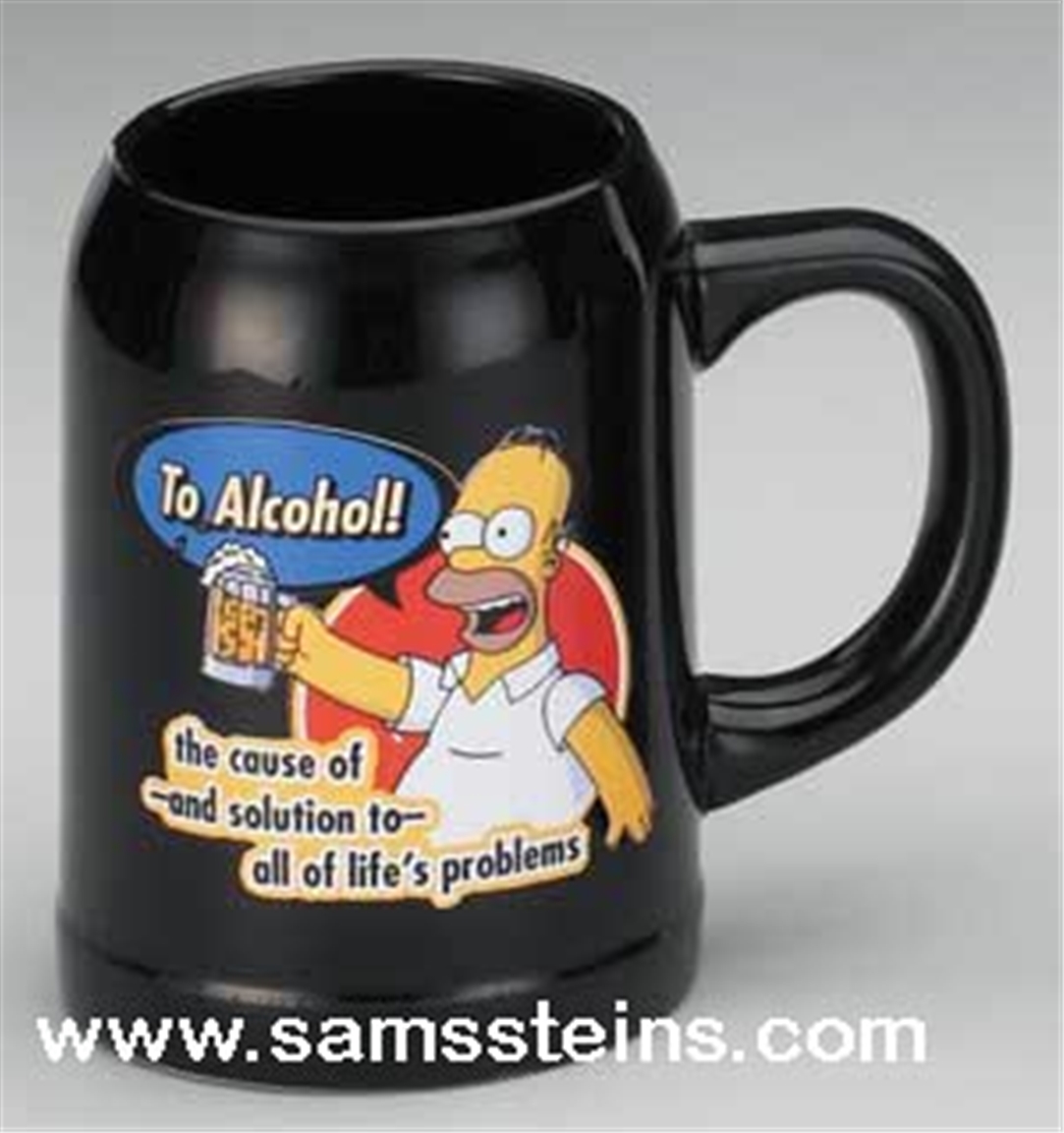 Simpsons To Alcohol Black Mug