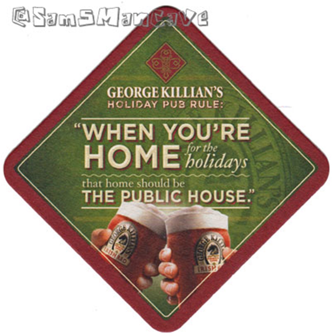 George Killians Irish Red Home For The Holidays Beer Coaster