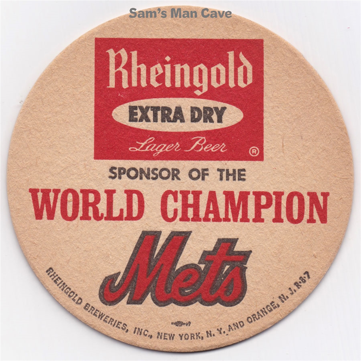 Rheingold Extra Dry World Champion Mets Beer Coaster