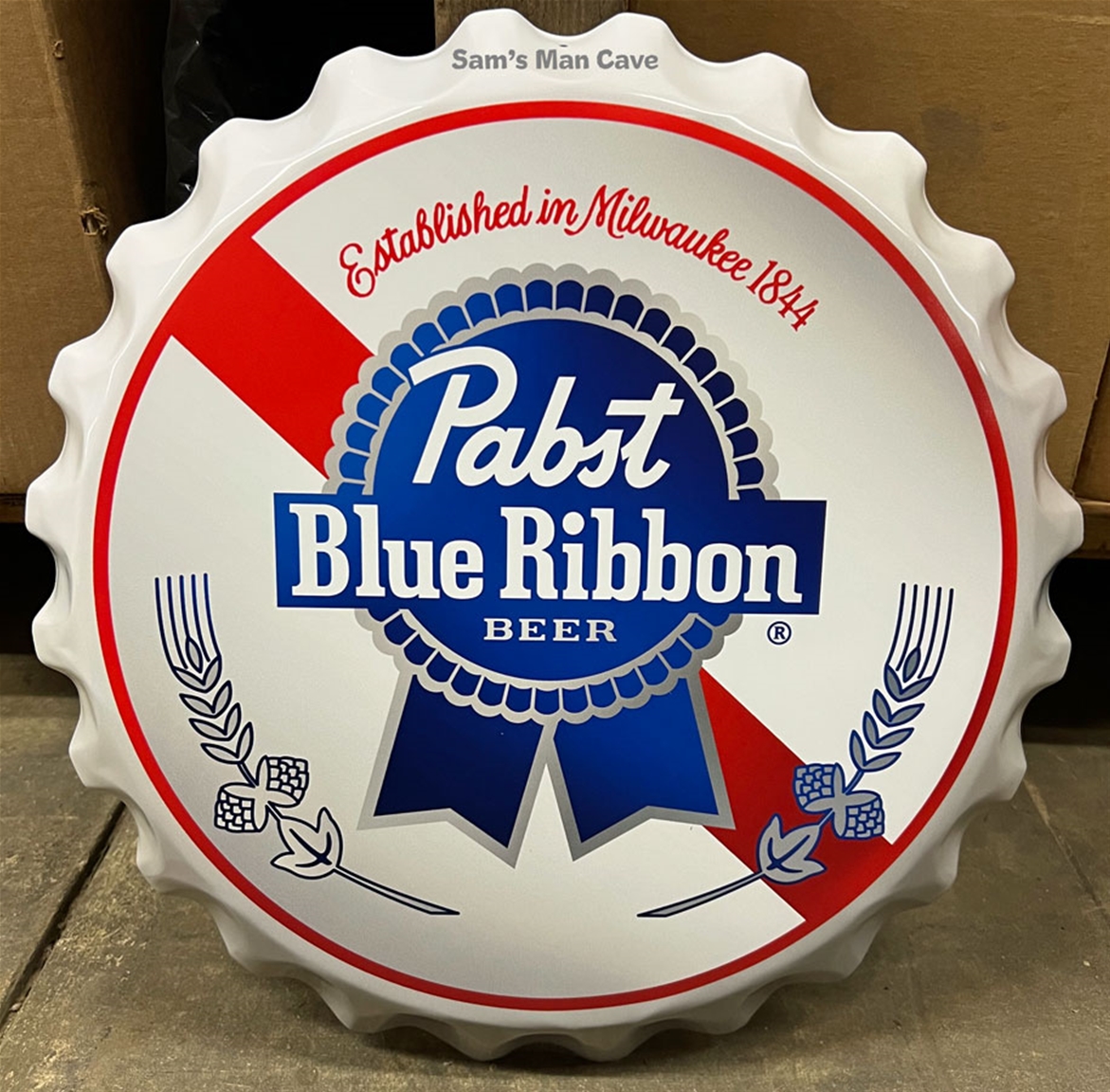 Pabst Blue Ribbon Bottle Cap Metal Sign