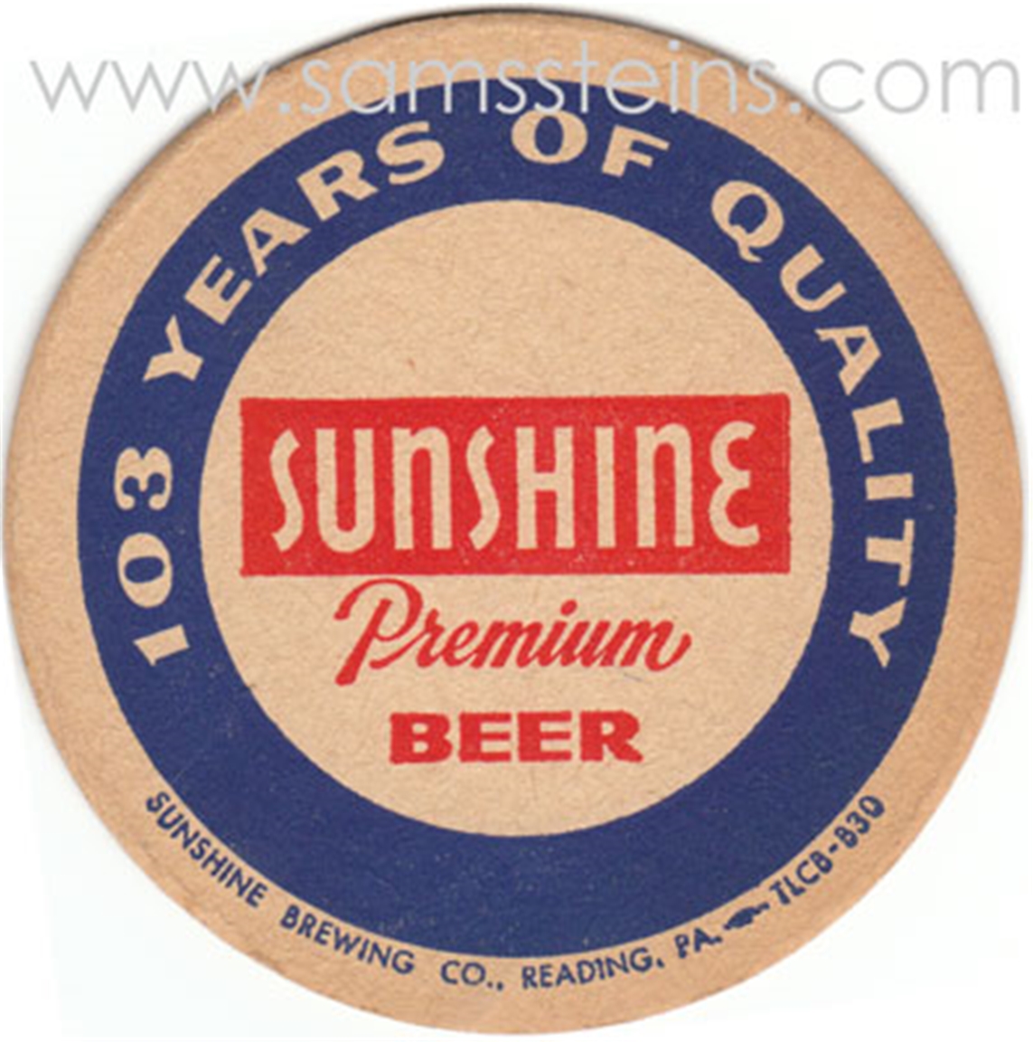 Sunshine 103 Years Beer Coaster