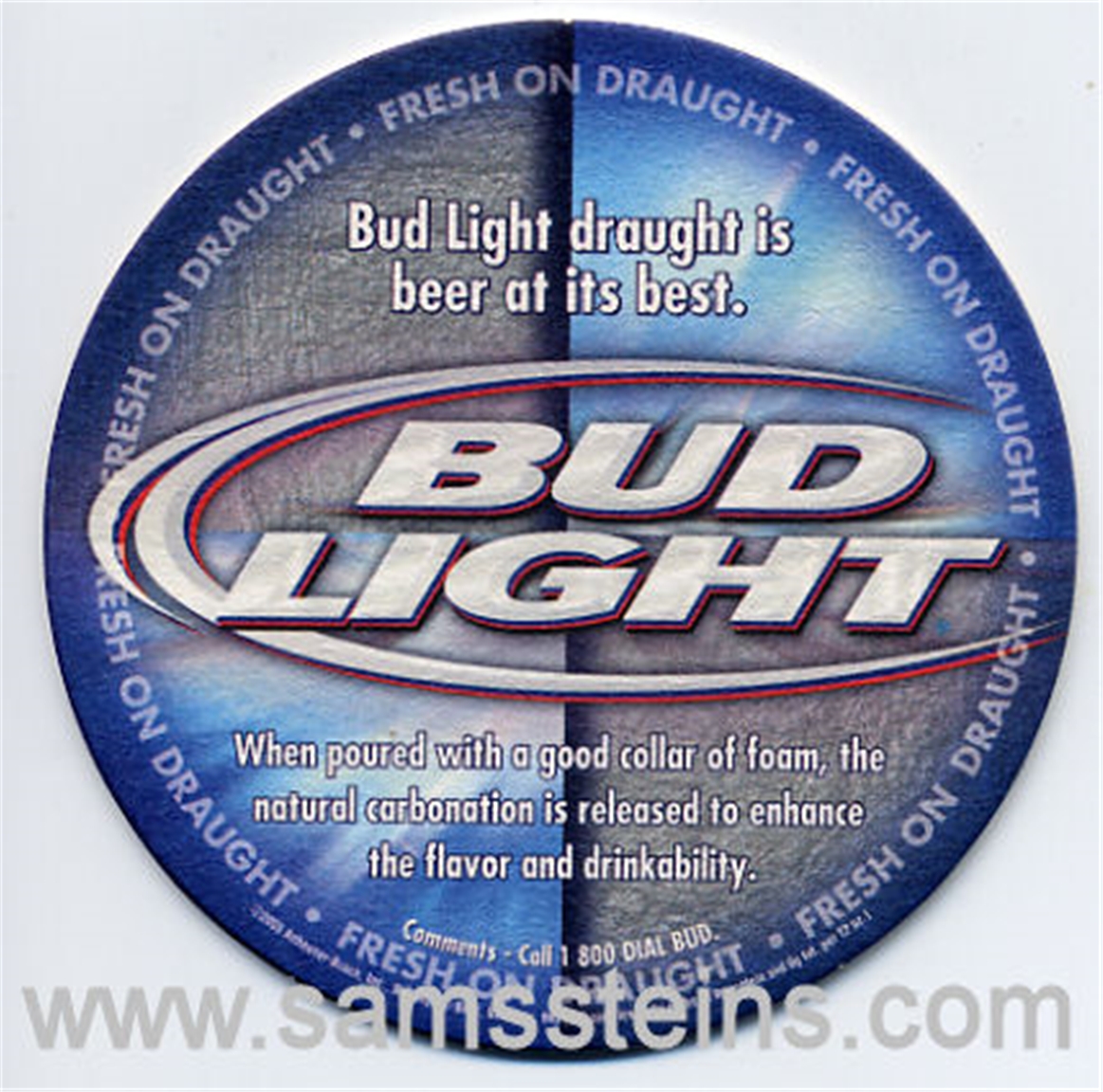 Bud Light Draught Beer Coaster