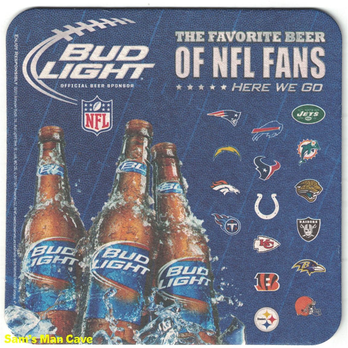 Bud Light NFL Fans Beer Coaster 