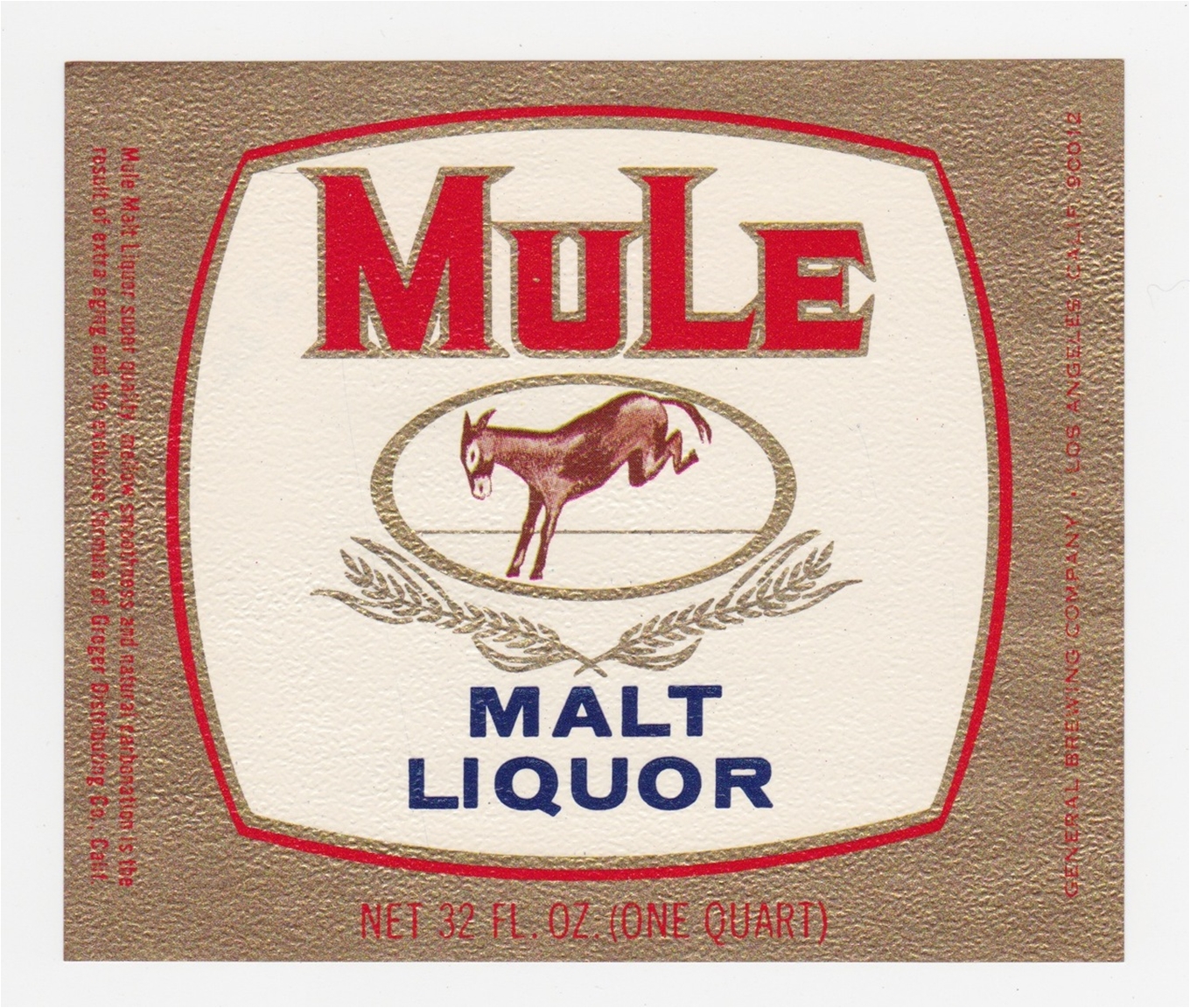 Mule Malt Liquor Beer Label
