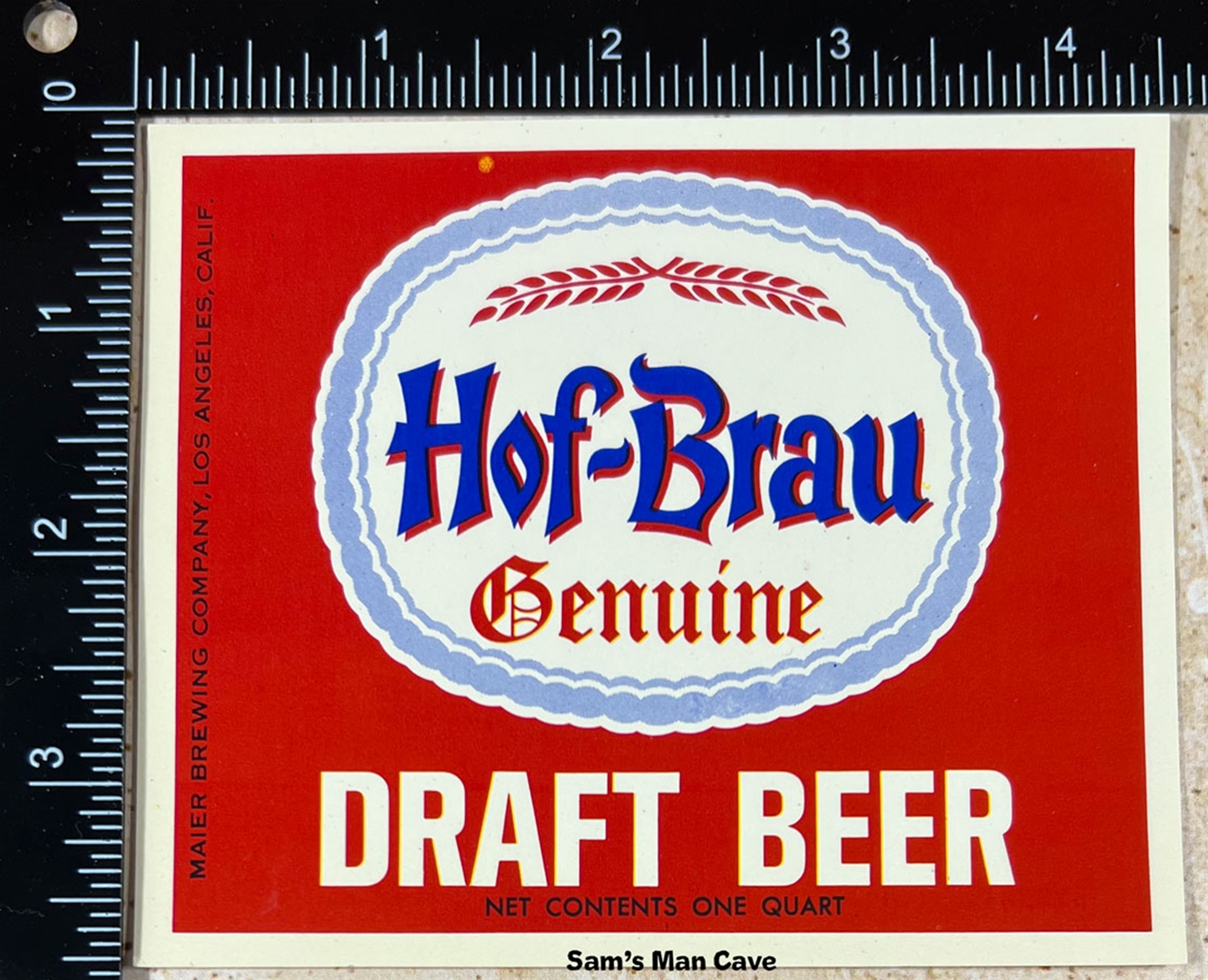 Hof-Brau Genuine Draft Beer Label
