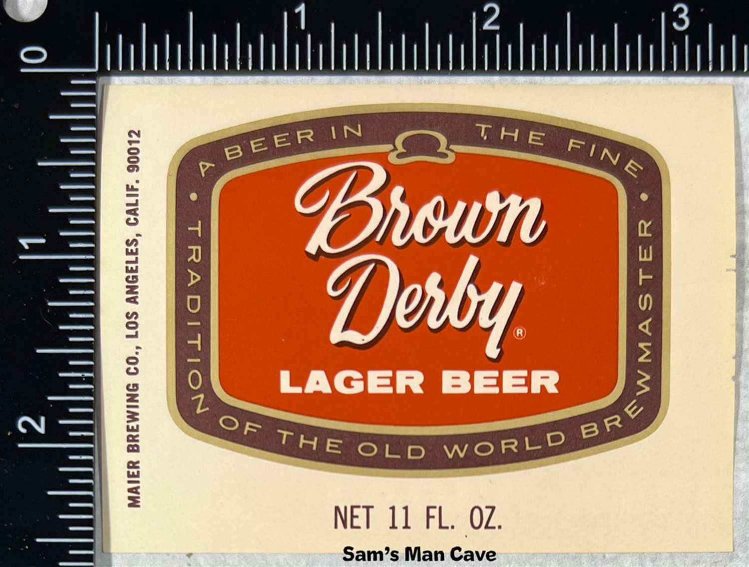 Brown Derby Lager Beer Label