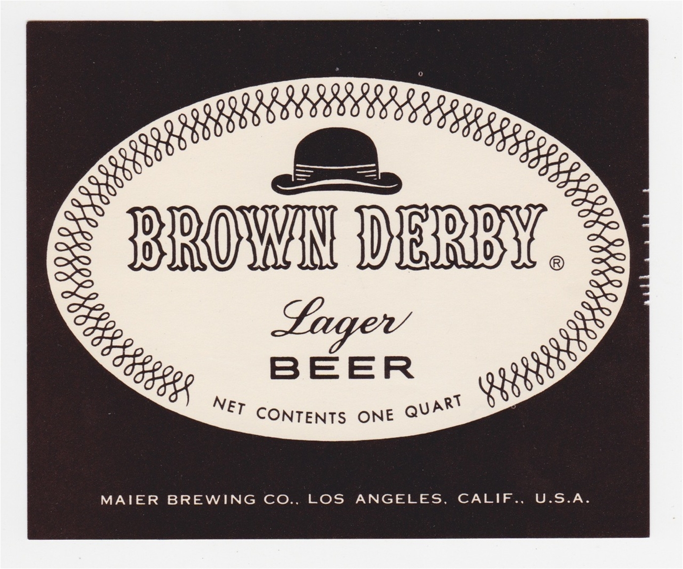 Brown Derby Lager Beer Label