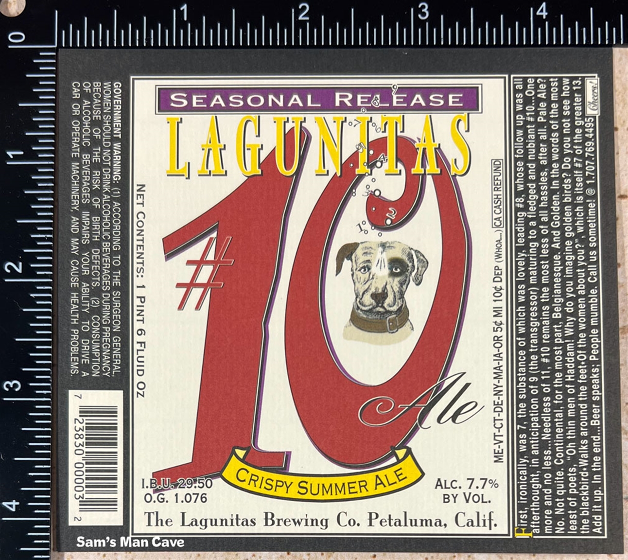 Lagunitas #10 Ale Beer Label