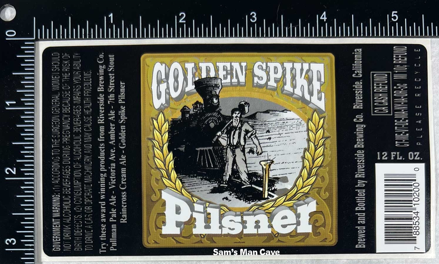 Riverside Golden Spike Pilsner Sticker Label