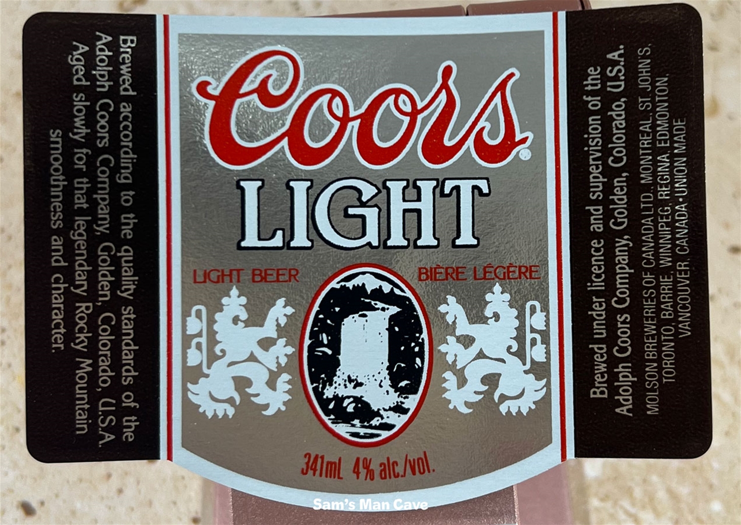 Coors Light Canadian Beer Label
