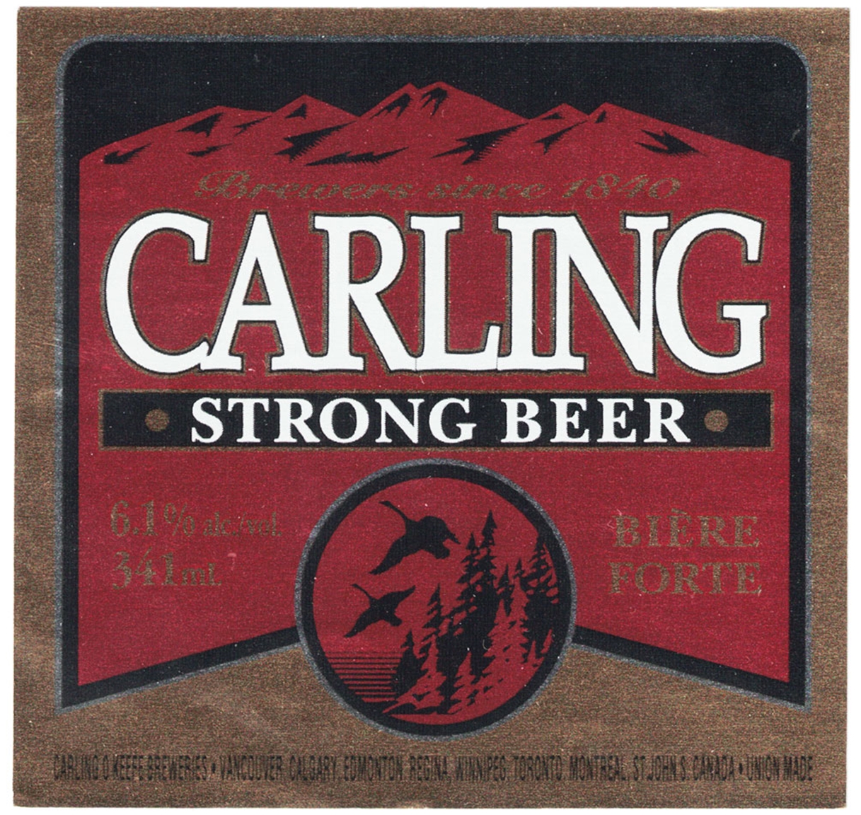 Carling Strong Beer Bière Label