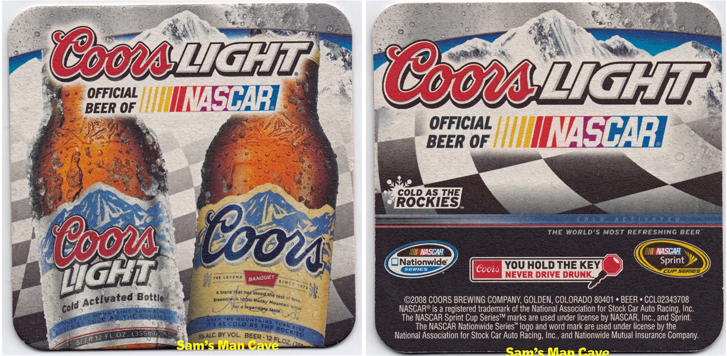 Coors Light Coors Banquet NASCAR Beer Coaster