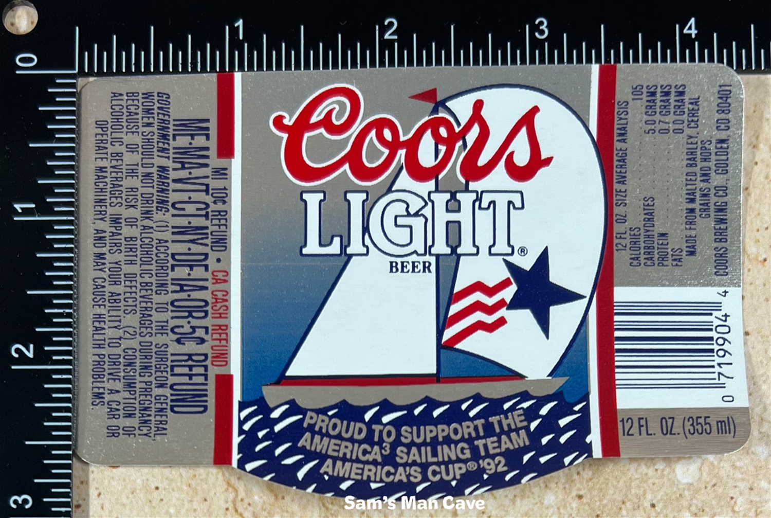 Coors Light 1992 America's Cup Beer Label