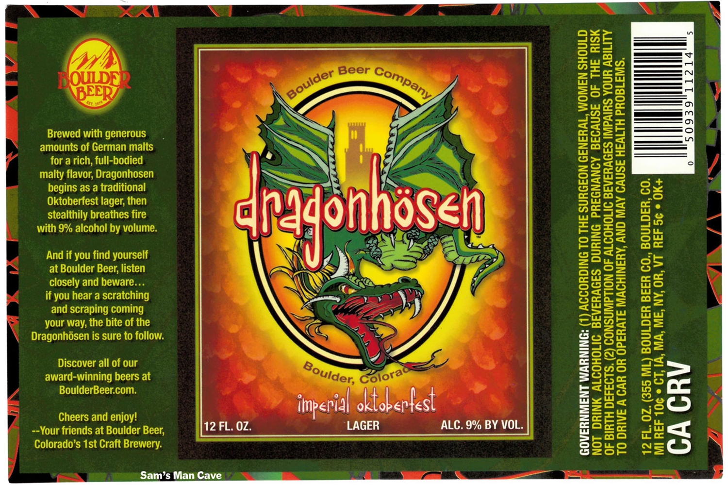 Boulder Beer Dragonhosen Imperial Oktoberfest Label