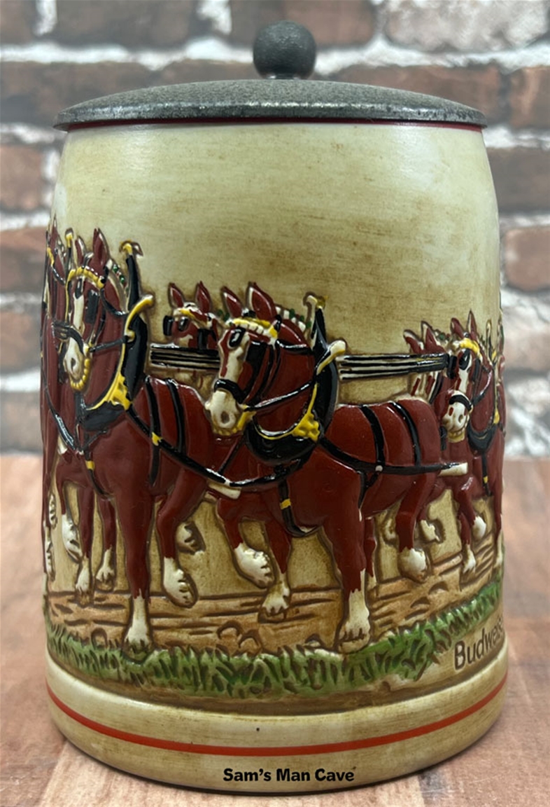 Budweiser Clydesdales Hammered Incised St Louis Stein