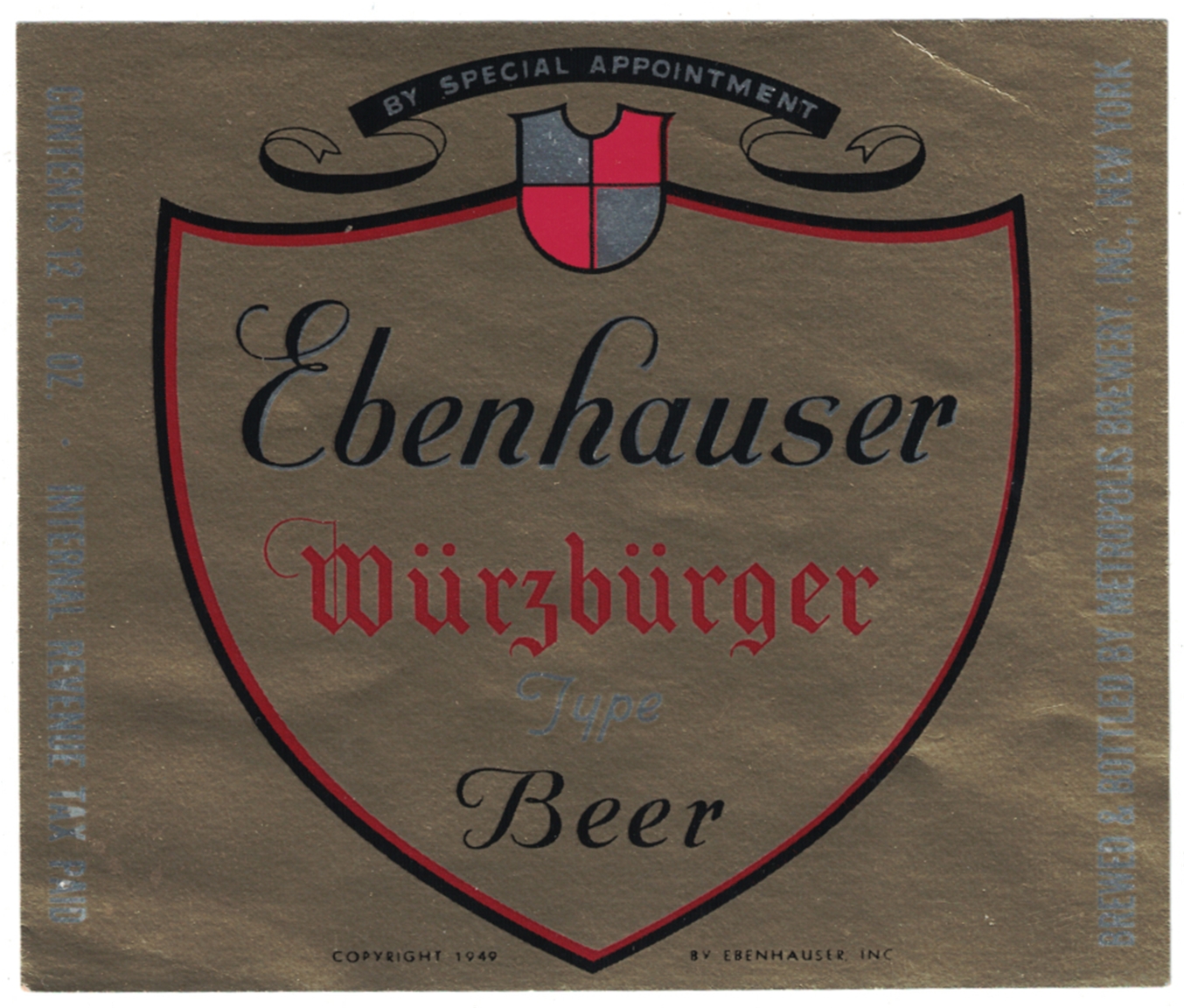 Ebenhauser Wurzburger IRTP Beer Label