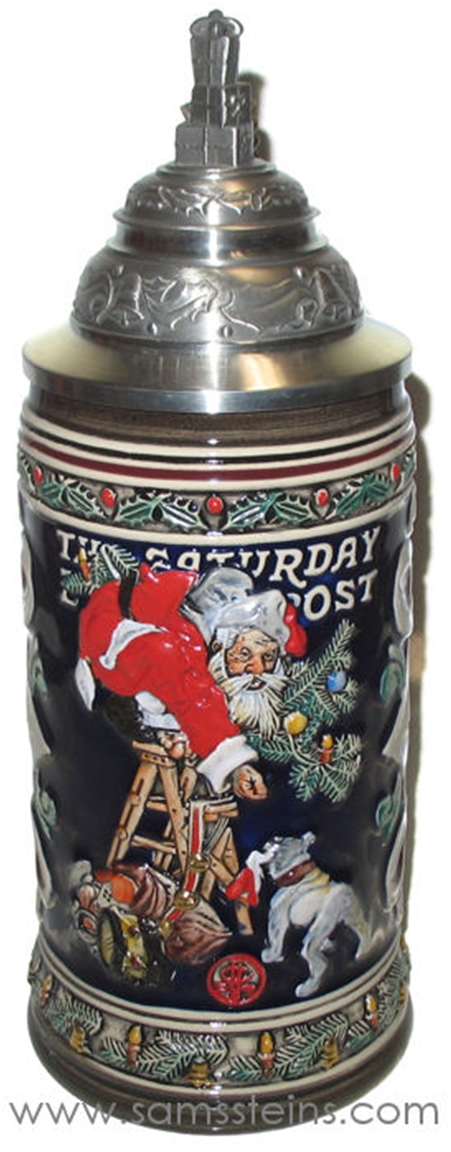 Budweiser Saturday Evening Post Christmas Collection II Santa's Helper Stein