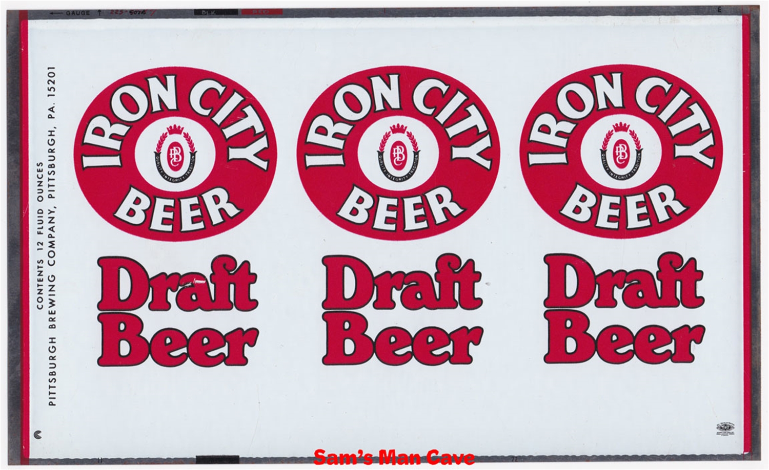 Iron City Draft Beer Flat Unrolled Beer Can