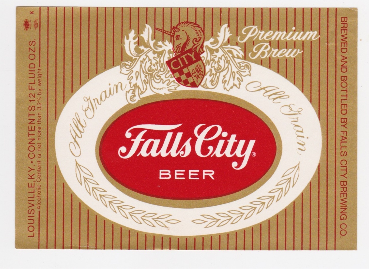 Falls City Premium Brew Beer Label