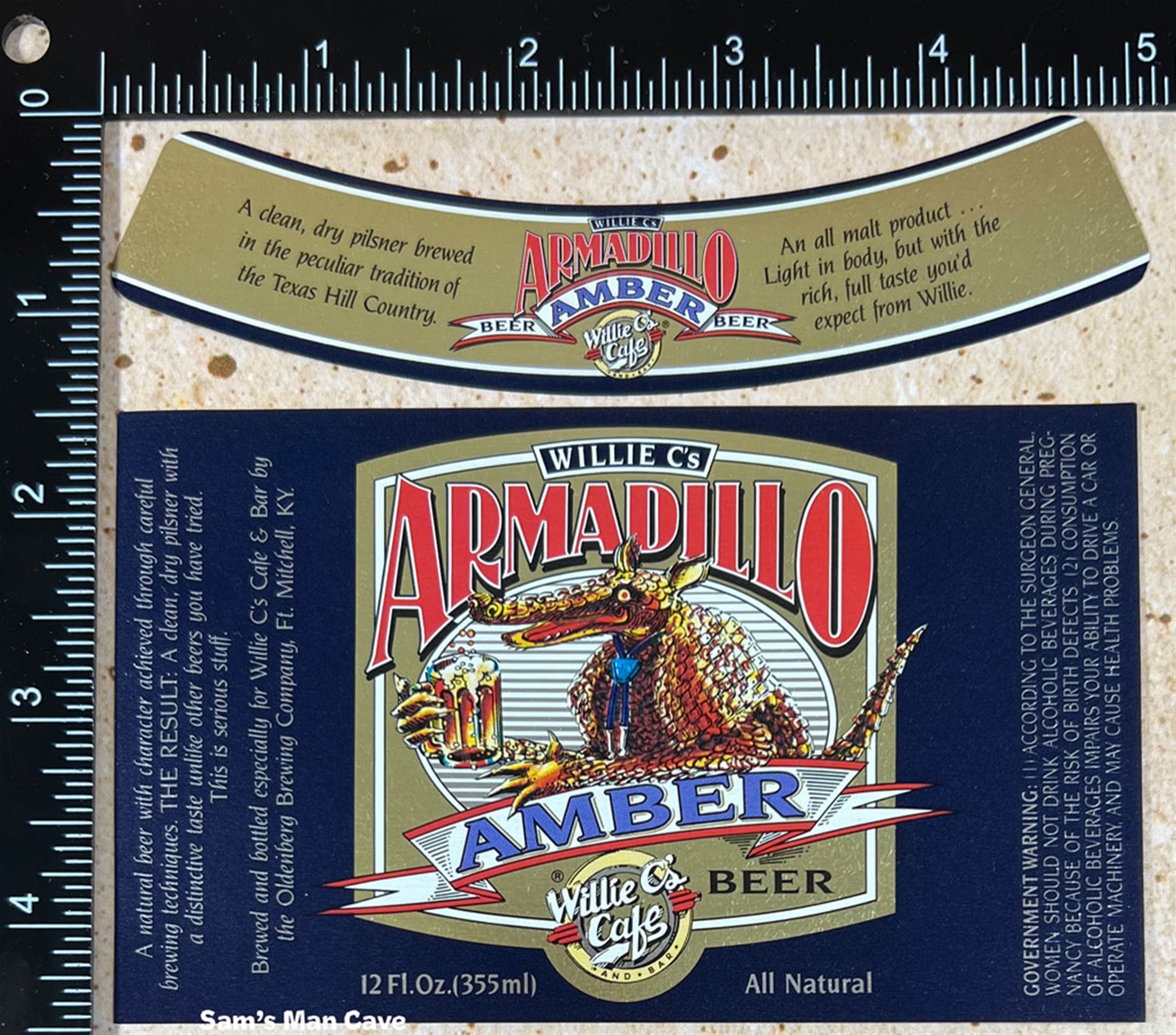 Willie C's Armadillo Amber Beer Label