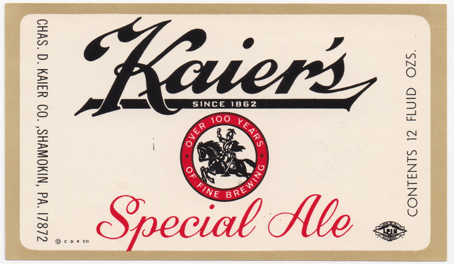 Kaier's Special Ale Label