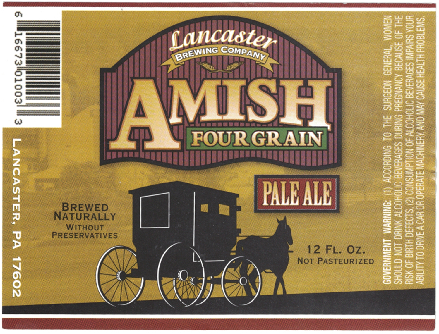 Lancaster Brewing Amish Four Grain Pale Ale Label