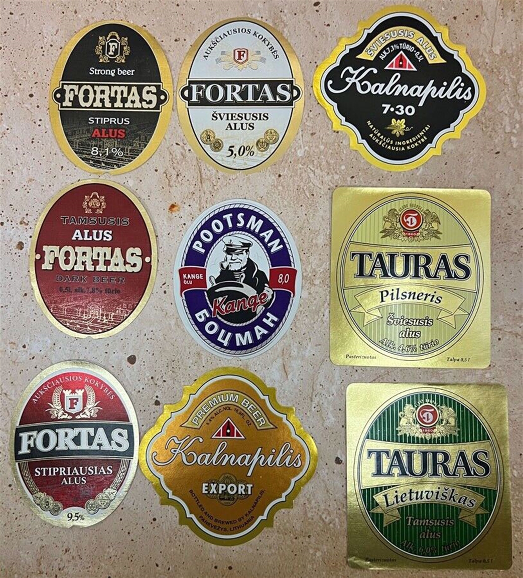 Lithuania Beer Label Set of 9