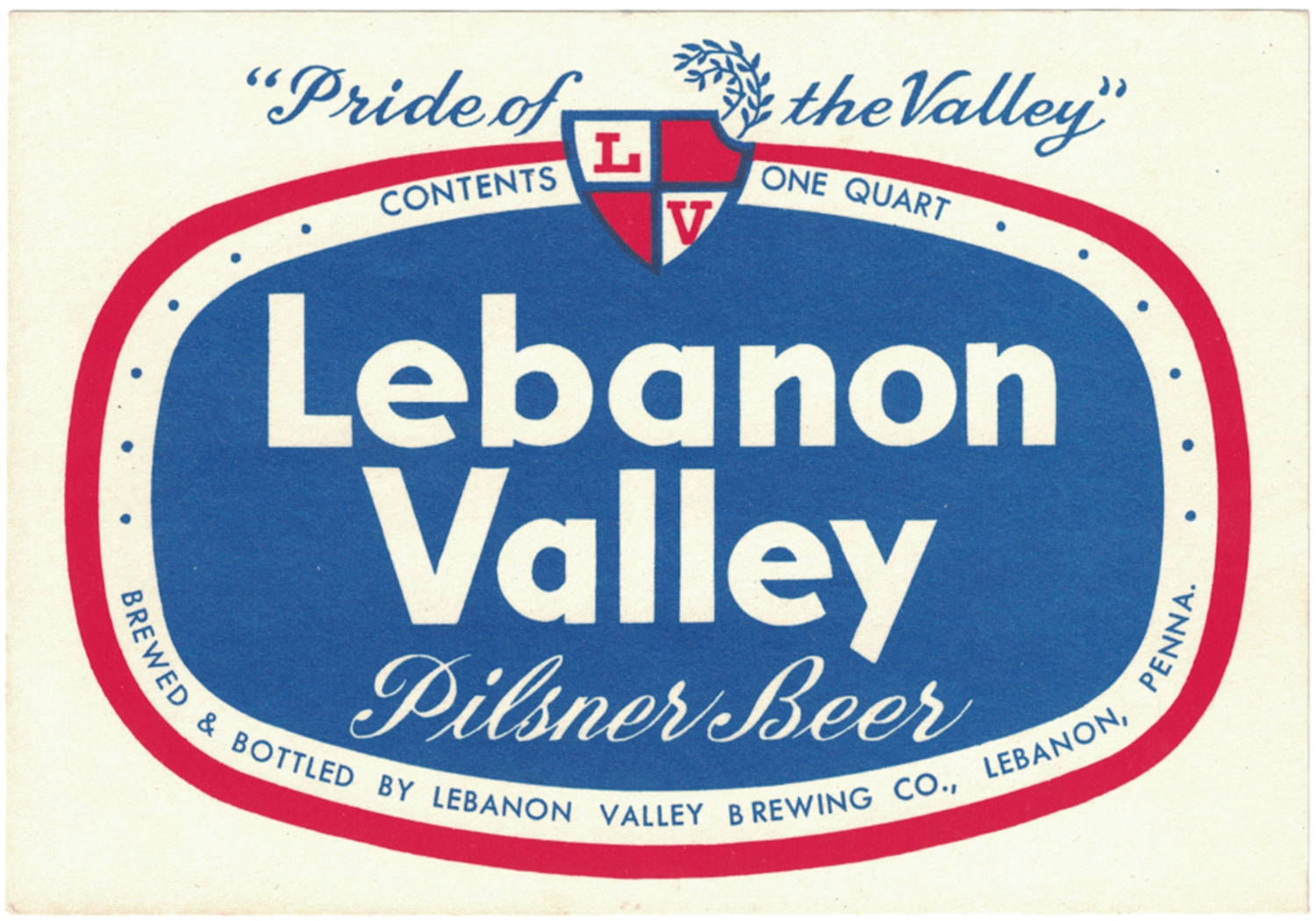 Lebanon Valley Pilsner Beer Label