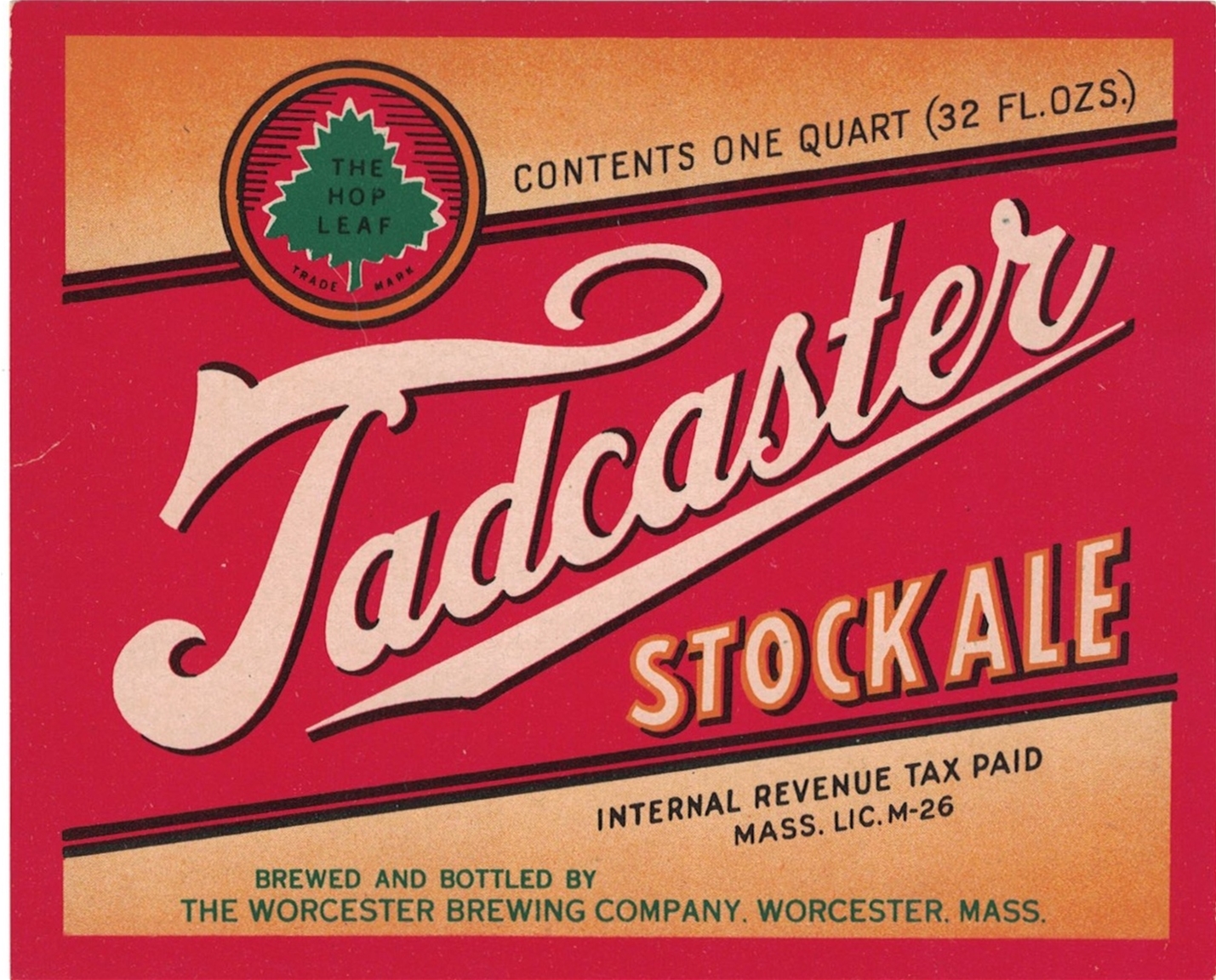 Tadcaster Stock Ale IRTP Beer Label