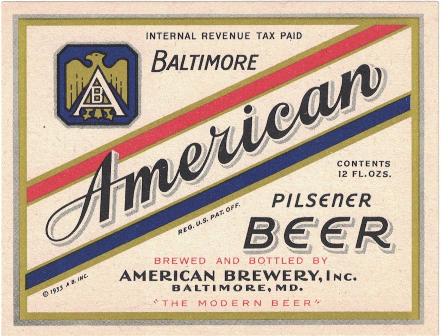 American Pilsener Beer IRTP Label