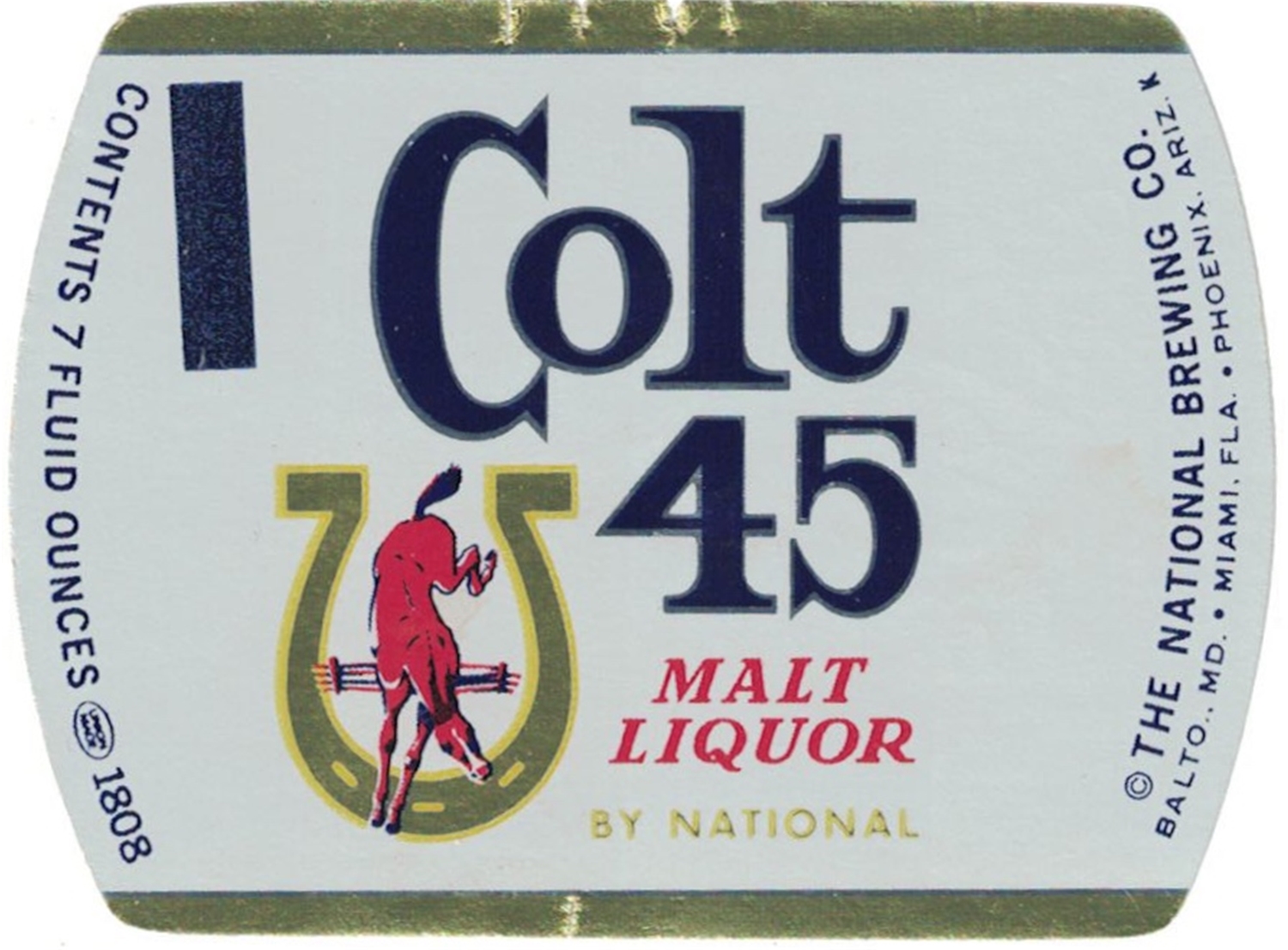 Colt 45 Malt Liquor 7 oz Label  by National