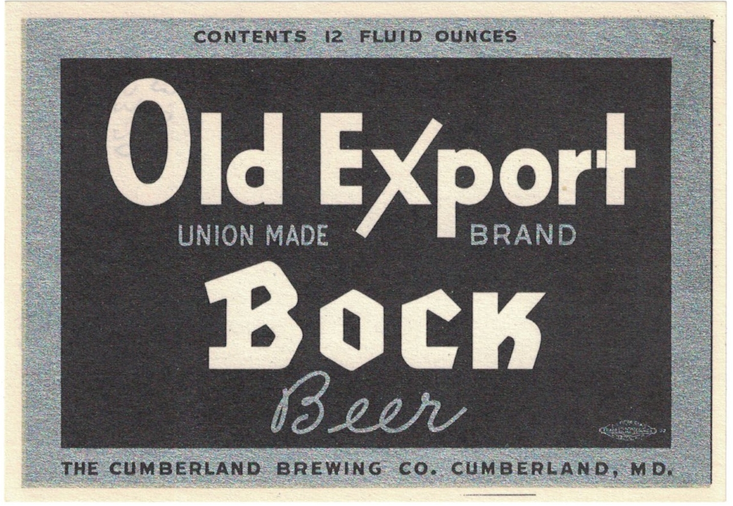 Old Export Union Made Brand Bock Beer Label