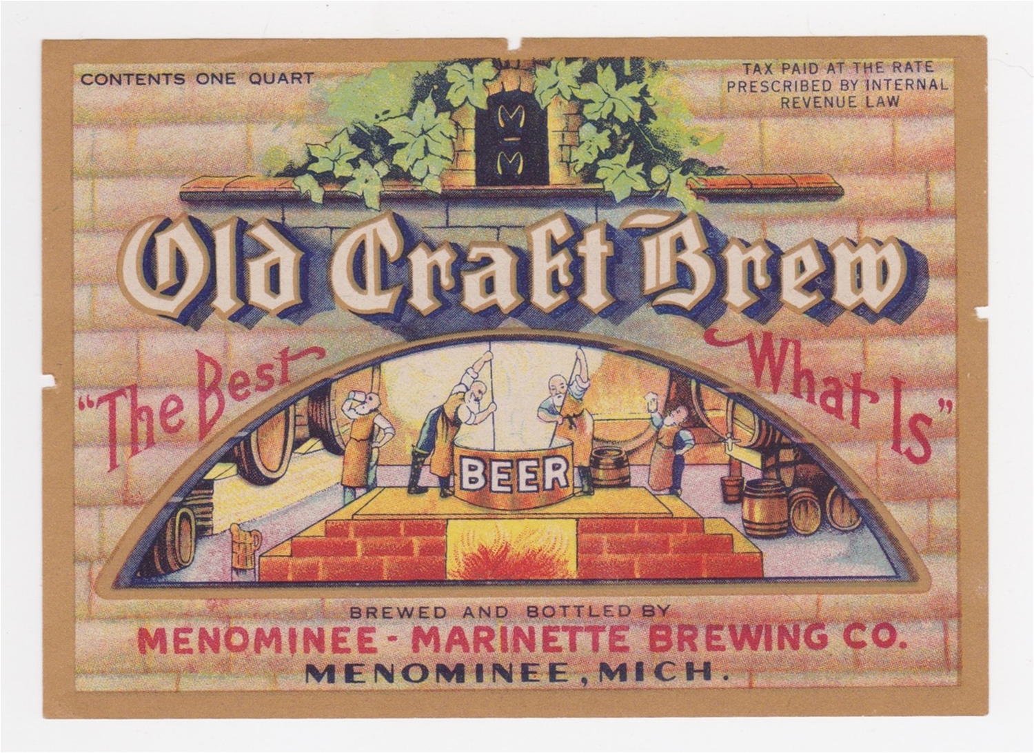 Old Craft Brew IRTP Beer Label