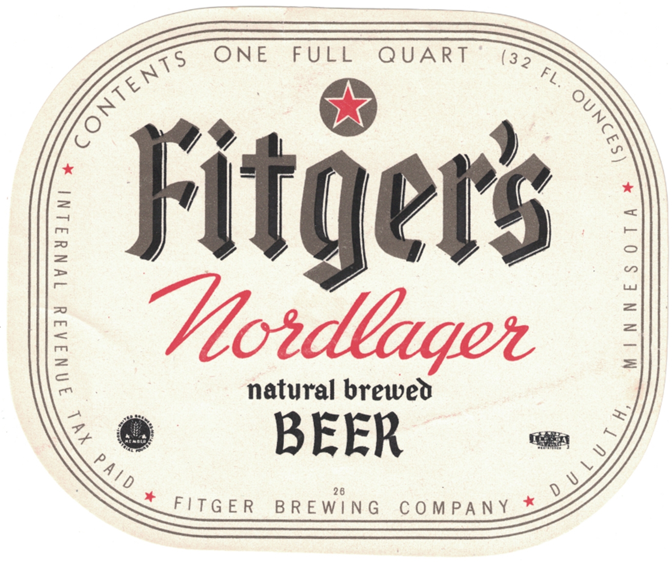 Fitger's Nordlager Beer IRTP Label