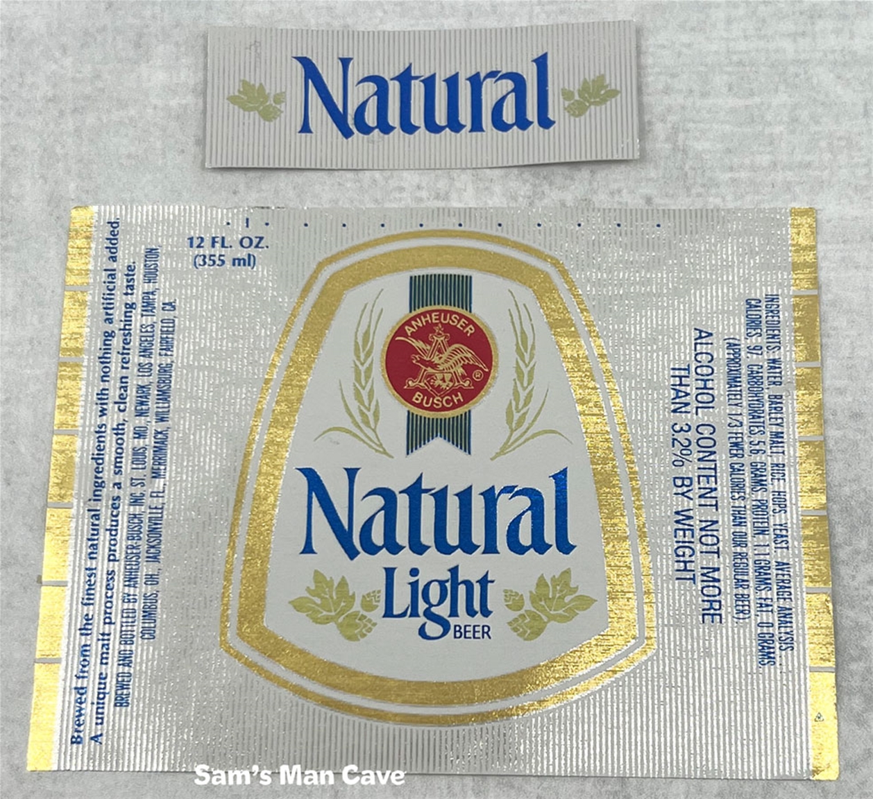 Natural Light Beer Label with neck