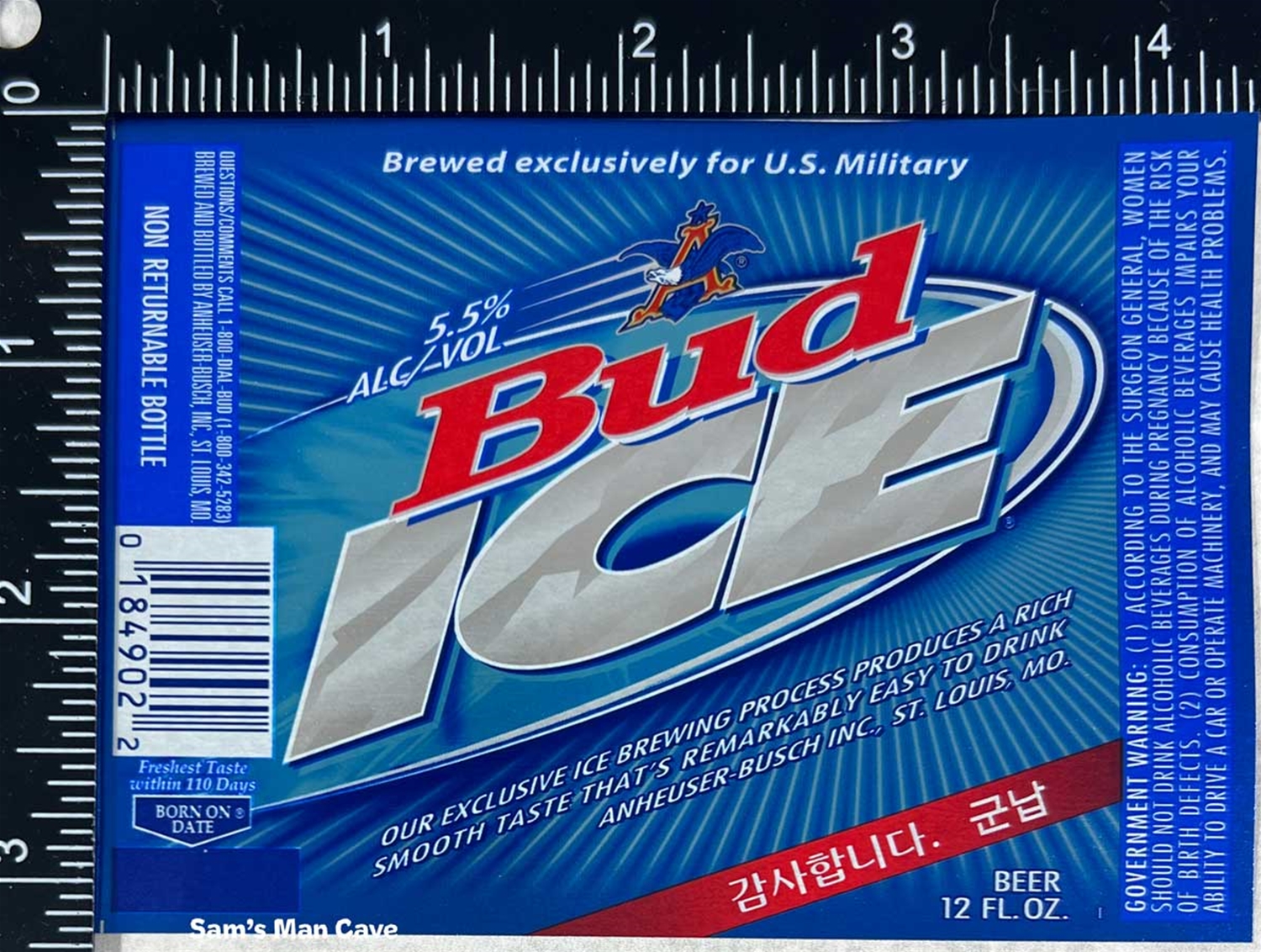 Bud Ice U.S. Military Beer Label