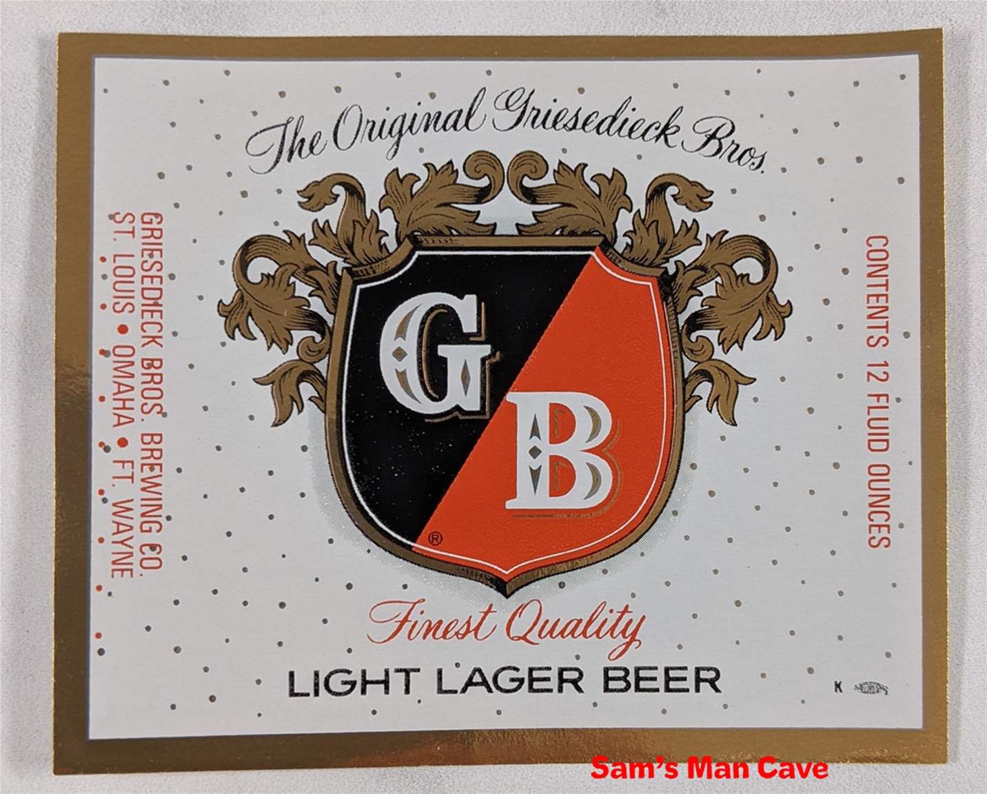 G B Light Lager Beer Label