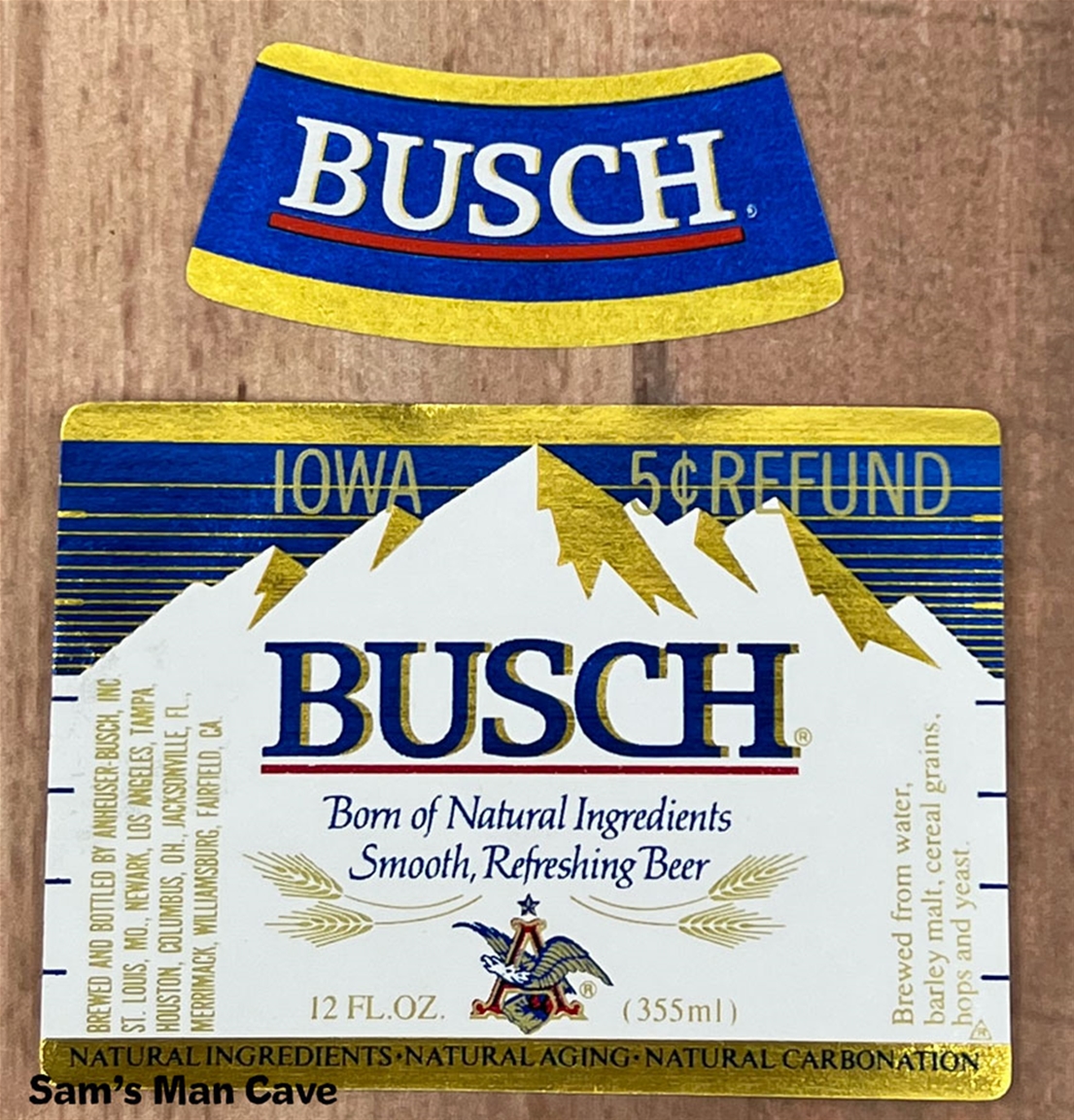 Busch Iowa Refund Beer Label with neck