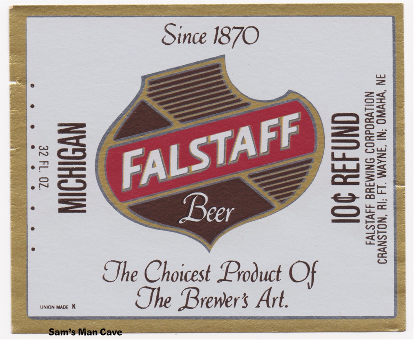 Falstaff Michigan Beer Label