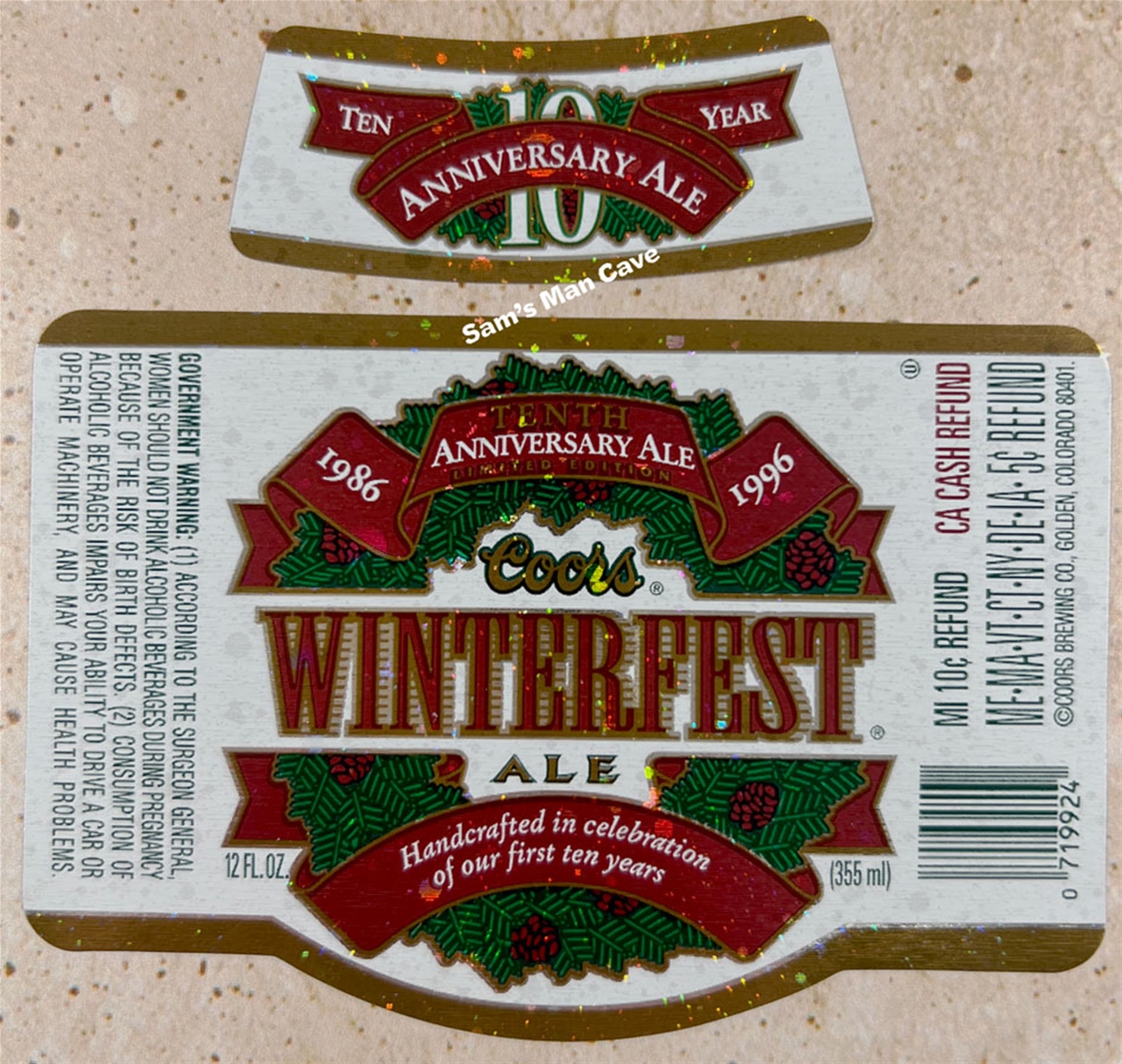Coors 10 Year Anniversary Winterfest Label with neck