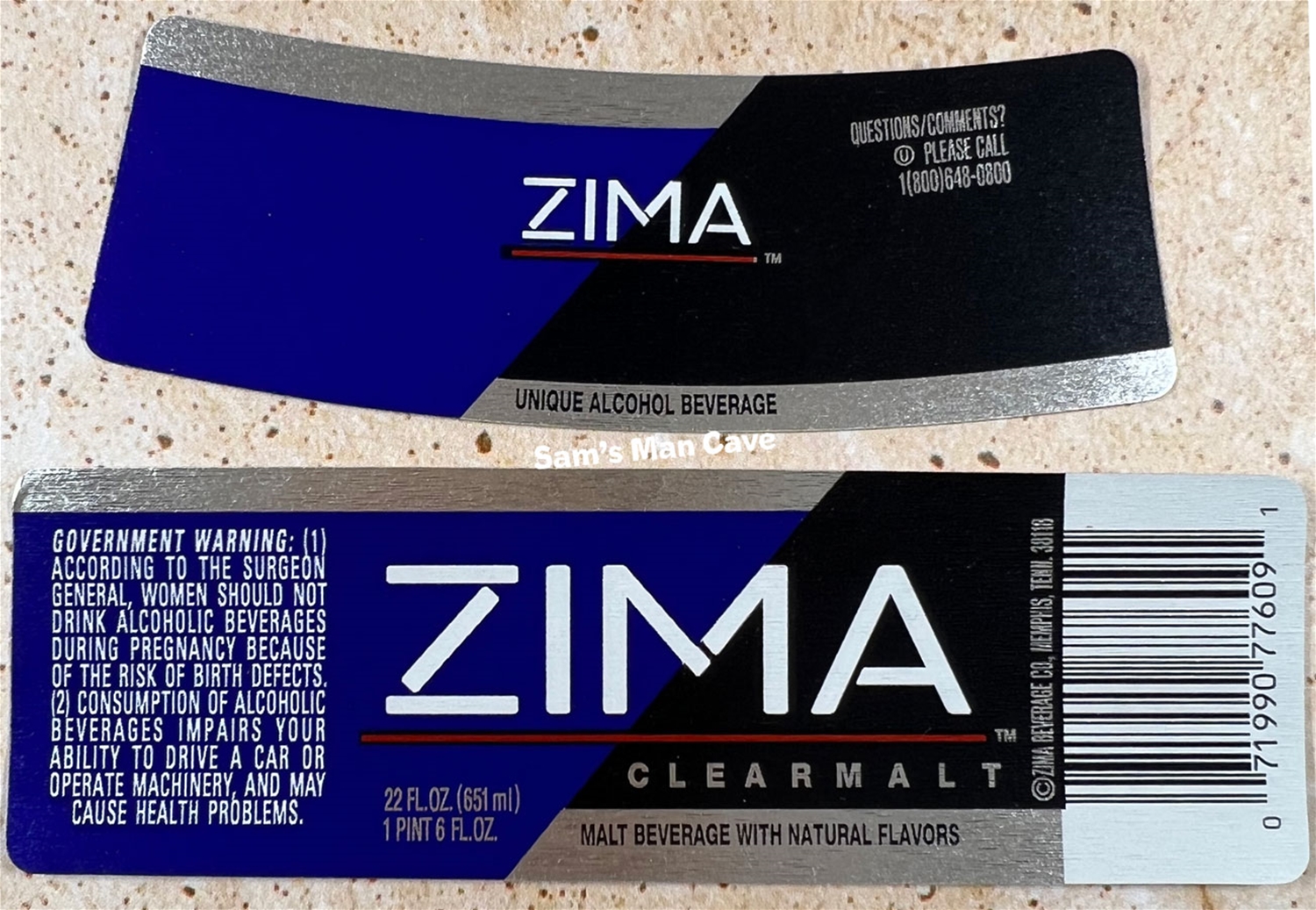 Zima Malt Beverage Label with neck