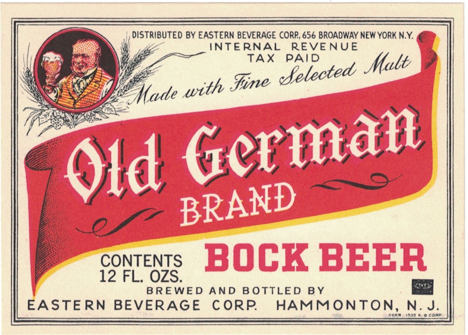 Old German Brand Bock Beer IRTP Label
