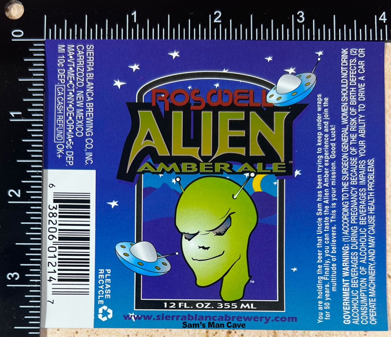 Roswell Alien Amber Ale Label