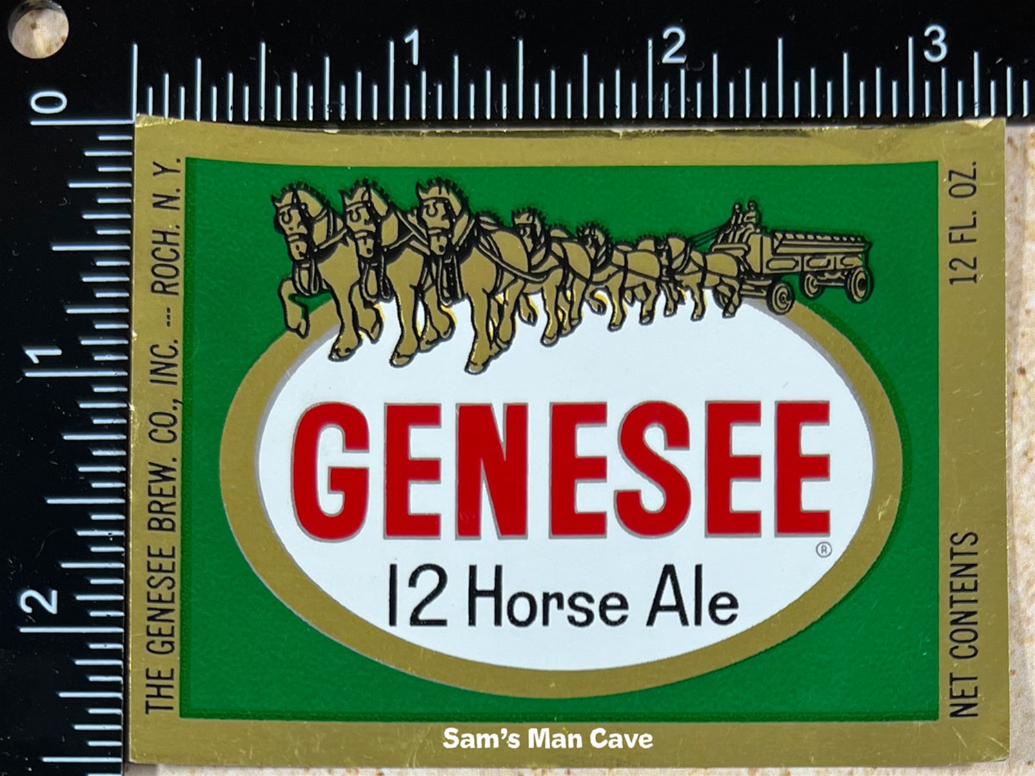 Genesee 12 Horse Ale Beer Label (foil)