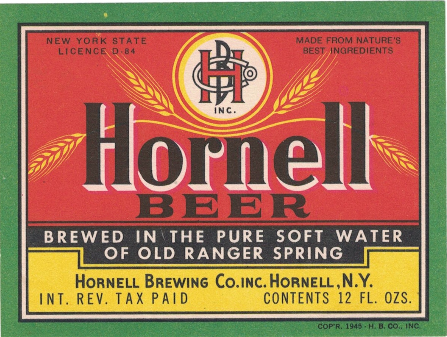 Hornell Beer IRTP Label